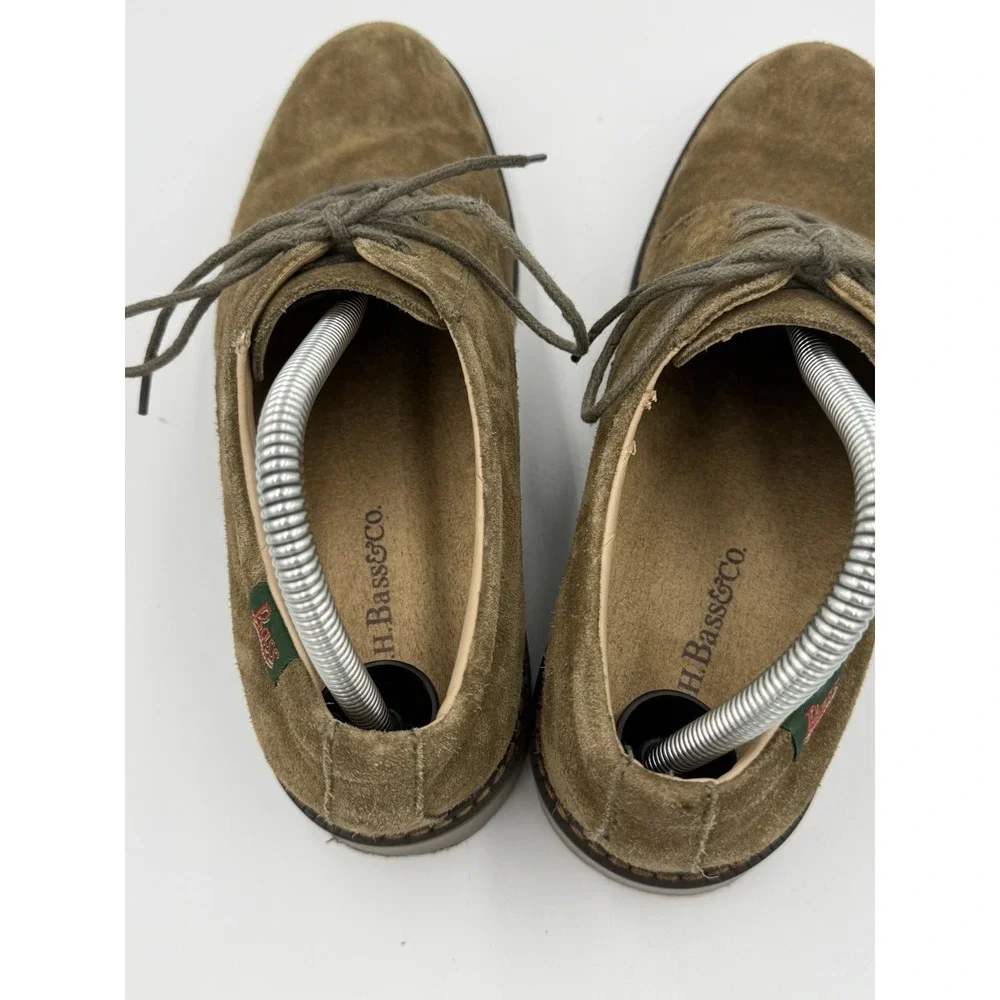 GH Bass Pasadena Suede Shoes Men's 7M Olive Brown Leather Lace Up Oxford Derbies